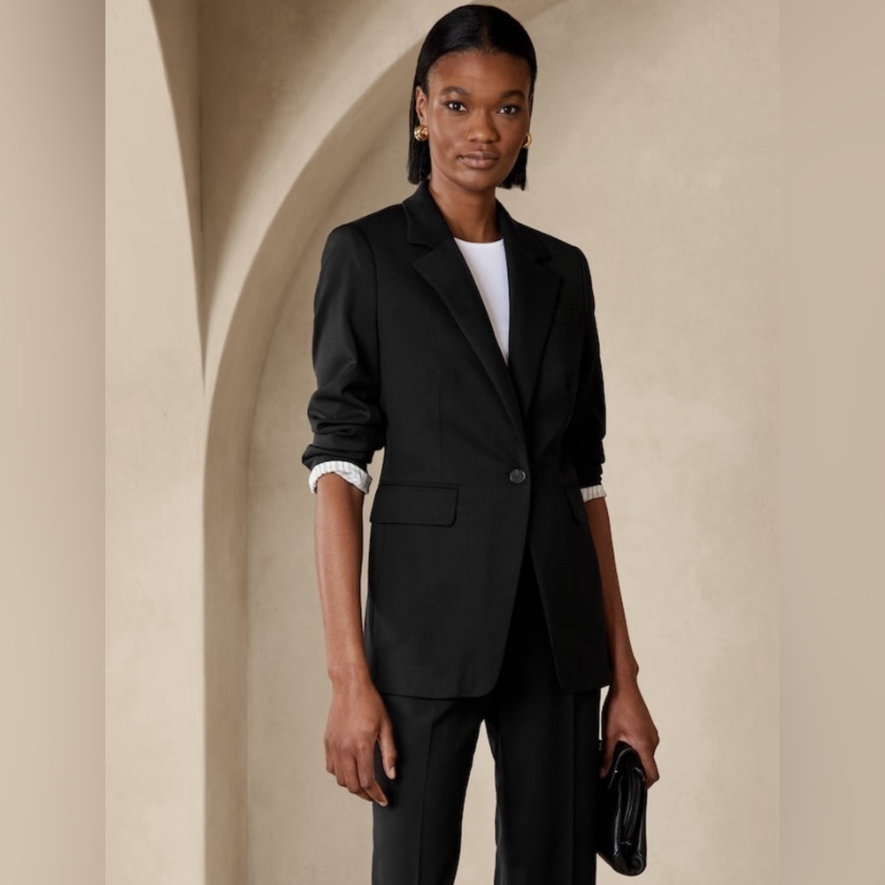 NWT! Banana Republic Black Siena Italian Wool Blazer - Multiple Sizes 🩷 #444943 - Picture 8 of 16